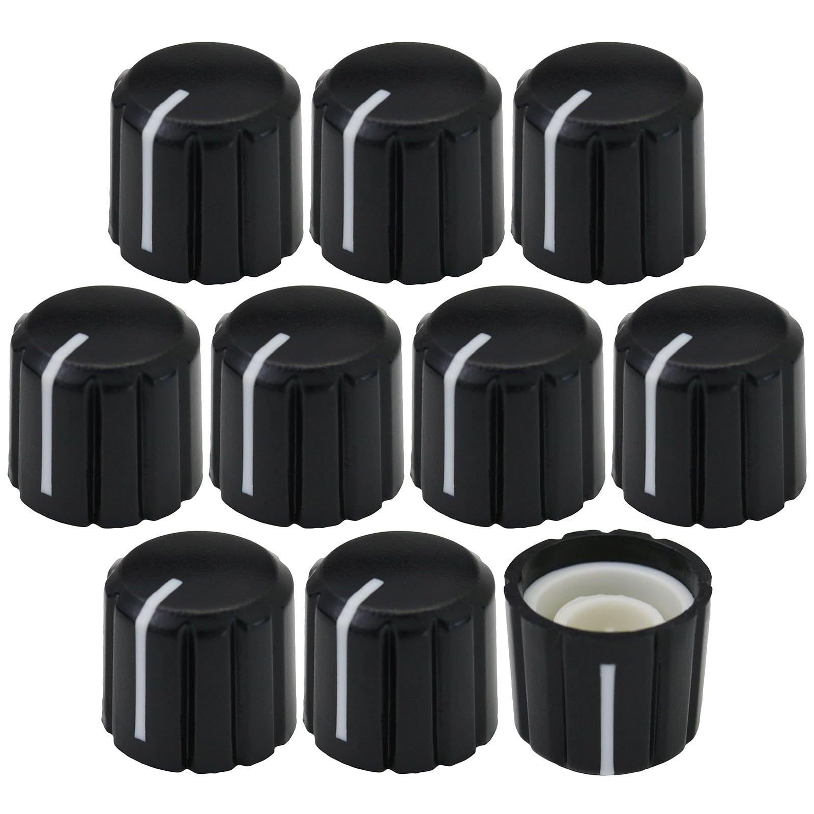 6mm Splined Hole Short Mixer/Equipment Control Knobs Pack of 10 (White)