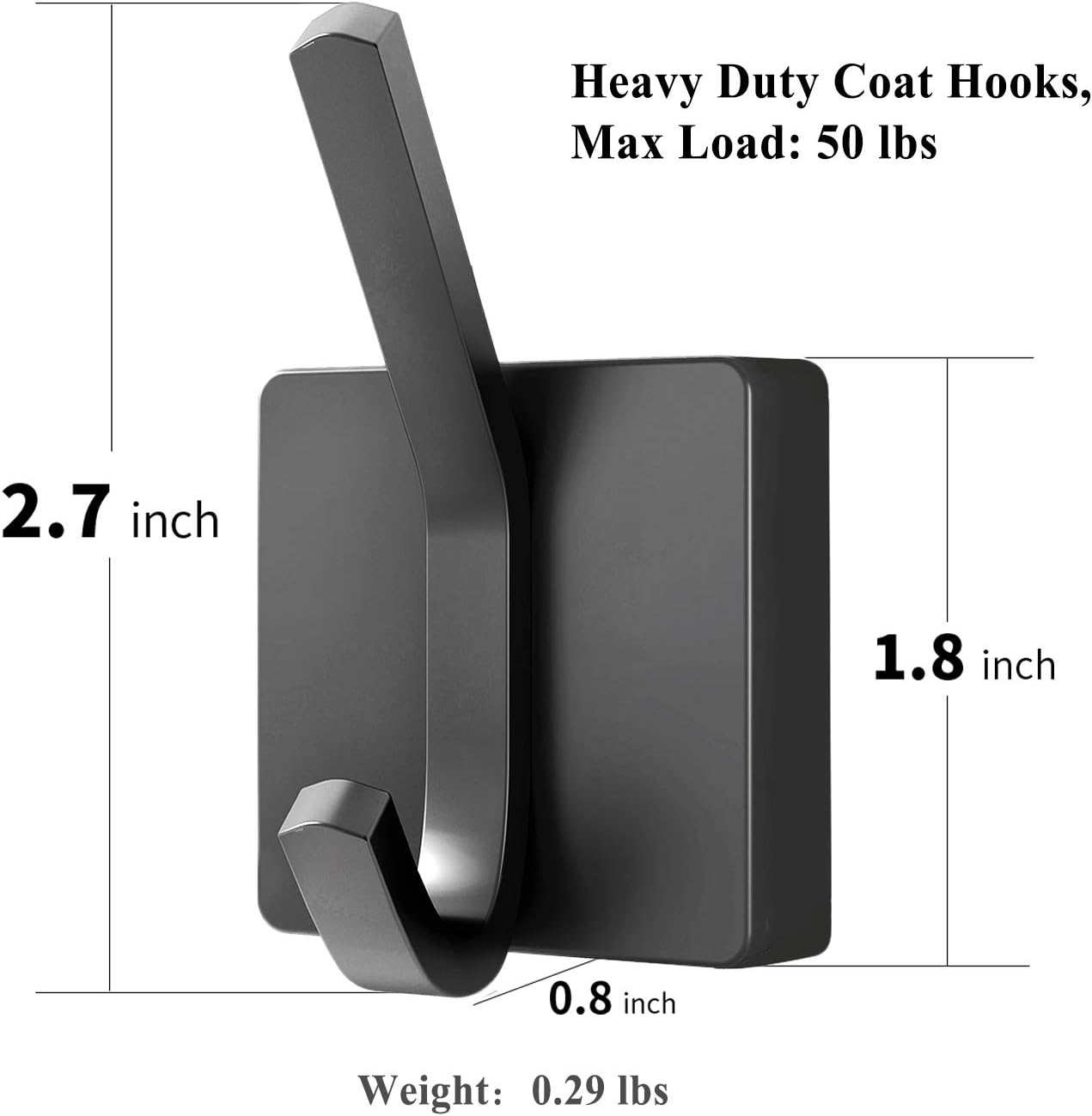 XIGOO Black Towel Hooks - 2 Pack Bath Towel Hooks Bathroom Coat Robe Hooks Heavy Duty Stainless Steel Hook Wall Mounted Hand Towel Hooks - - 