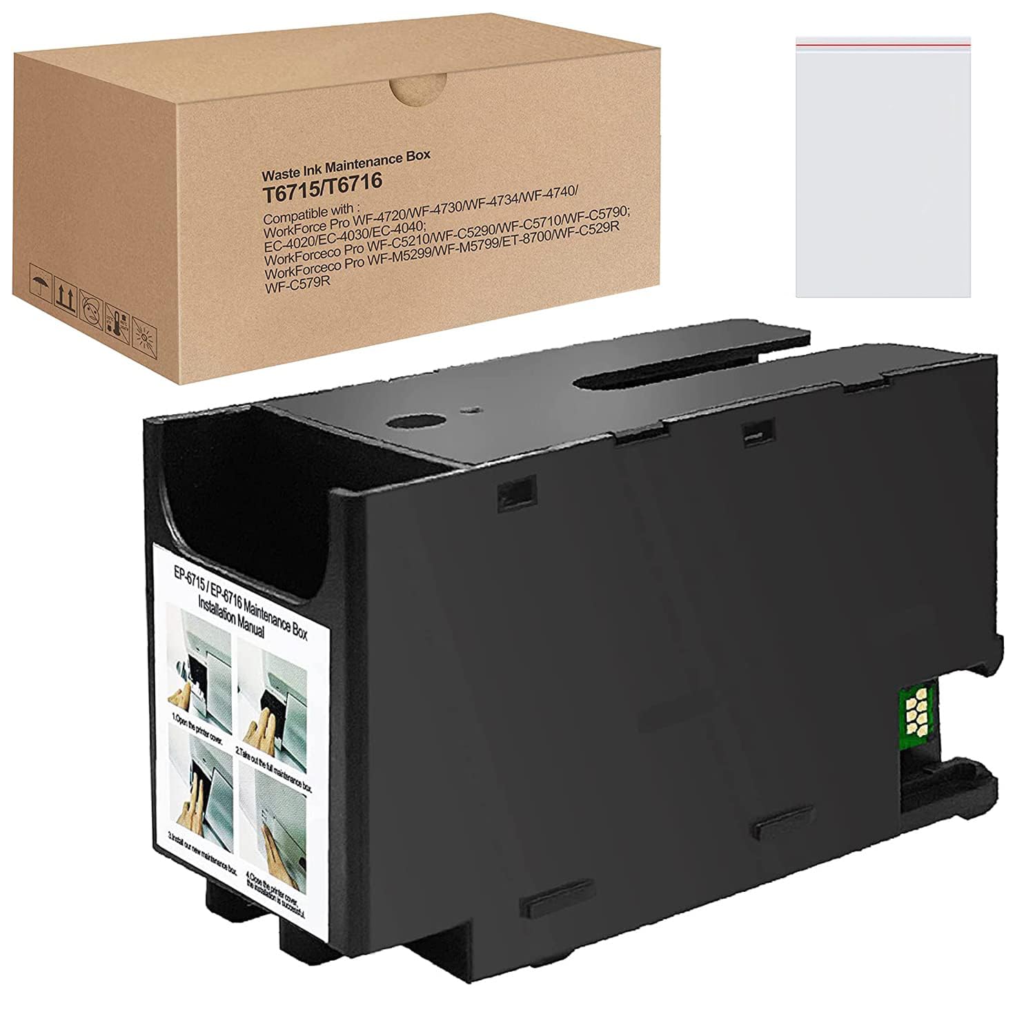 T6715 T6716 Ink Maintenance Box Compatible With Epsn T-6715 T-6716 Remanufactured for Workforce Pro WF-4720 WF-4730 WF-4740 WF-3820 WF-4820 WF-4830 ET-8700 WF-4734 WF-C5790 WF-M5799 WF-C5710 EC-4020