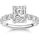 PAFIDDY 3 Carats Radiant Cut Engagement Ring for Women, S925 Silver Cubic Zirconia Promie Ring with Side Stones, Elegant 5A CZ Fashion Jewelry Gift