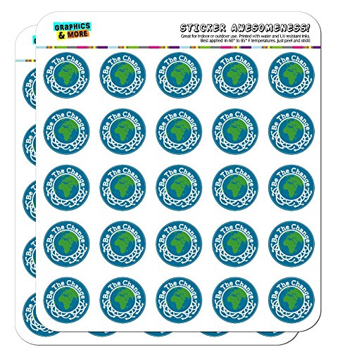 Be The Change Earth Inspirational 1" Planner Calendar Scrapbooking Crafting Clear Stickers