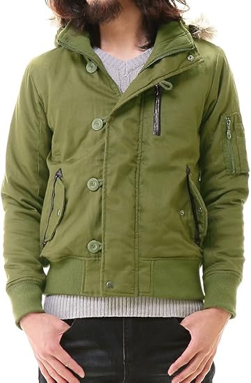 Amazon オリーブ Xl N 2b ジャケット ミリタリージャケット フェイクファーフード フライトジャケット ショート丈 綿100 Dsp コート ジャケット 通販