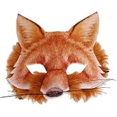 1Pcs Halloween Animal Face Mask - Wolf, Owl, Fox, Tiger Half Face Masquerade for Halloween