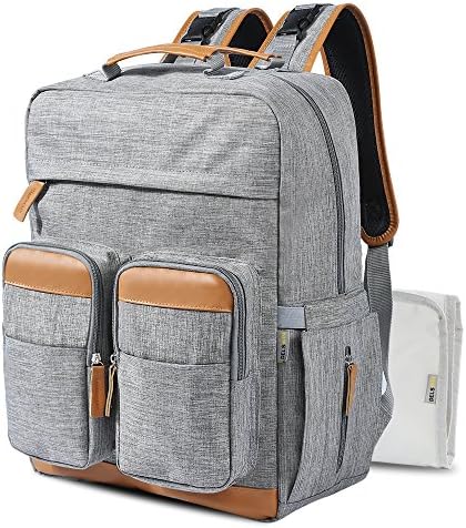 Large Diaper Bag Backpack - Multi-Function Nappy Bags for Mom and Dad, Travel Backpack with Insulated Pockets, Gray