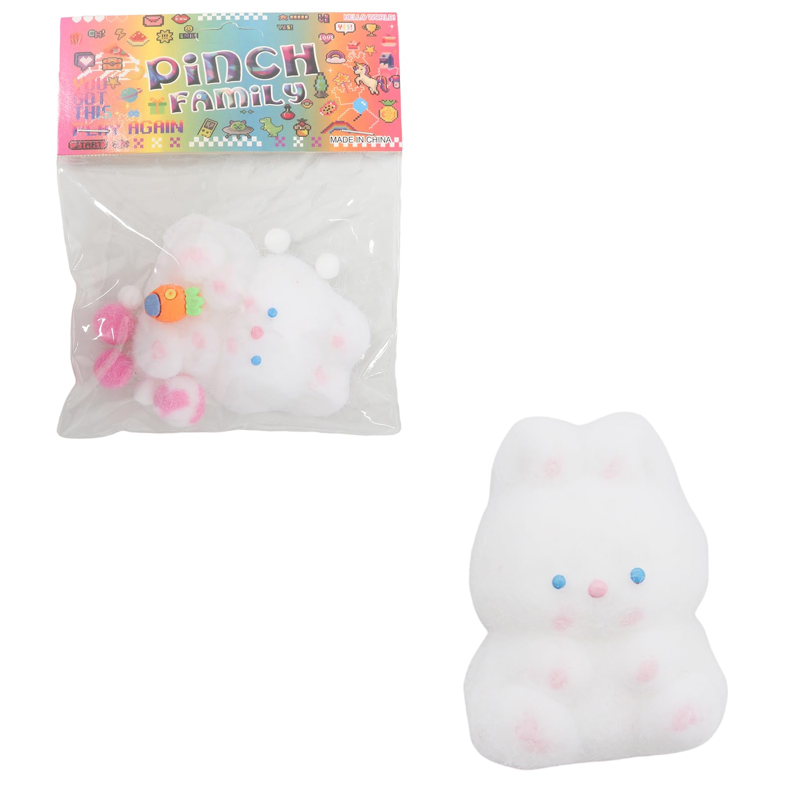 1pcs Squishy Rabbit Toys,Easter Basket Stuffers Bunny Soft Animal Squishies Easter Toys Stress Relief Fidget Toys Silicone Squeeze Toy for Kids Adults Easter Basket Ideas Gifts (1pcs)
