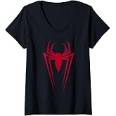 Womens Marvel Spider-Man Red Spider Logo V-Neck T-Shirt