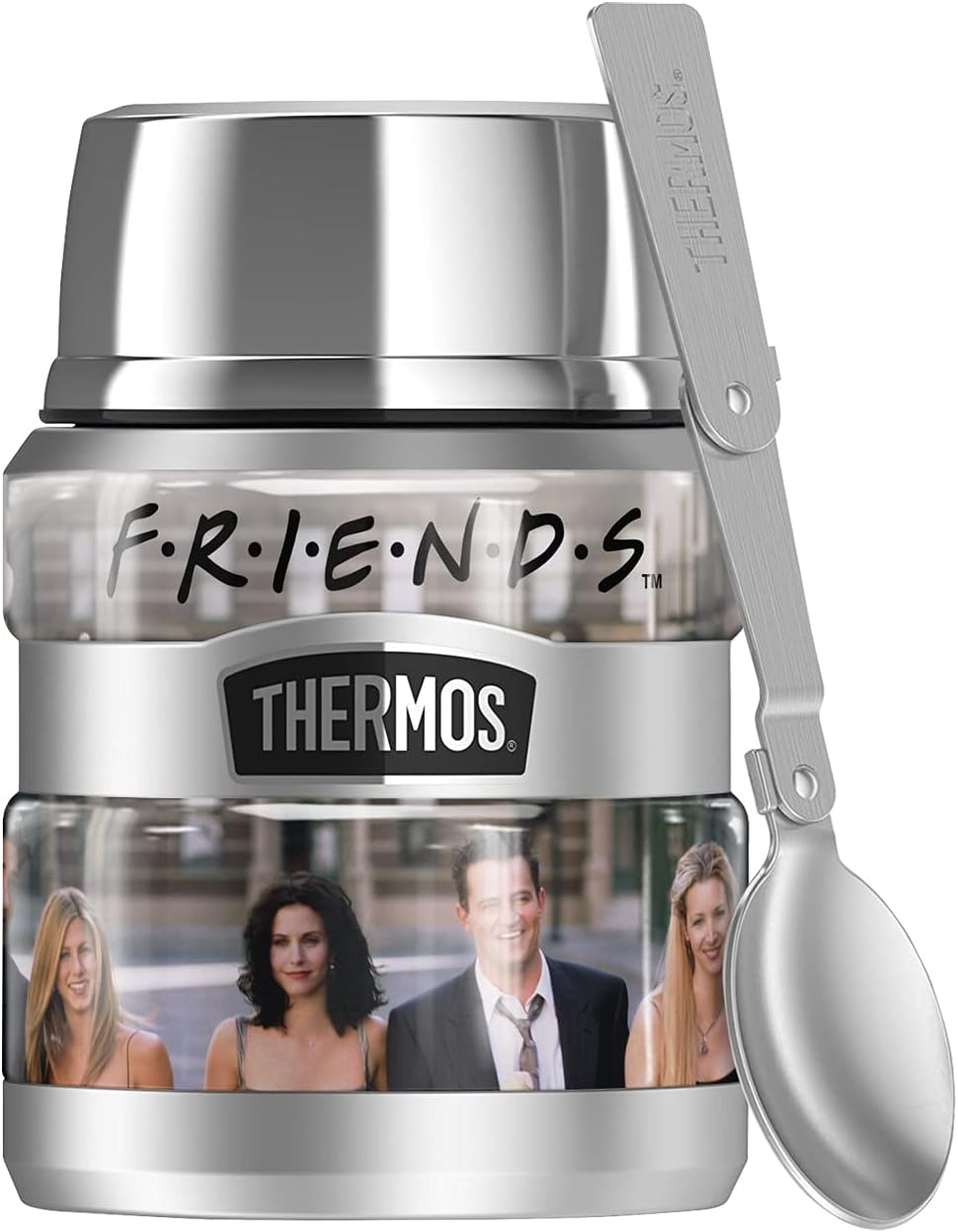 Friends Group Shot THERMOS STAINLESS KING Stainless Steel Food Jar with Folding Spoon, Vacuum insulated & Double Wall, 16oz