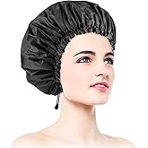 1 PCS Shower Cap, Double Layer & Adjustable Bathing Cap for Shower, Extra Large Reusable Hair Cap for Women, Waterproof Exterior & EVA Lining, Oversized Design for All Hair Lengths/Style