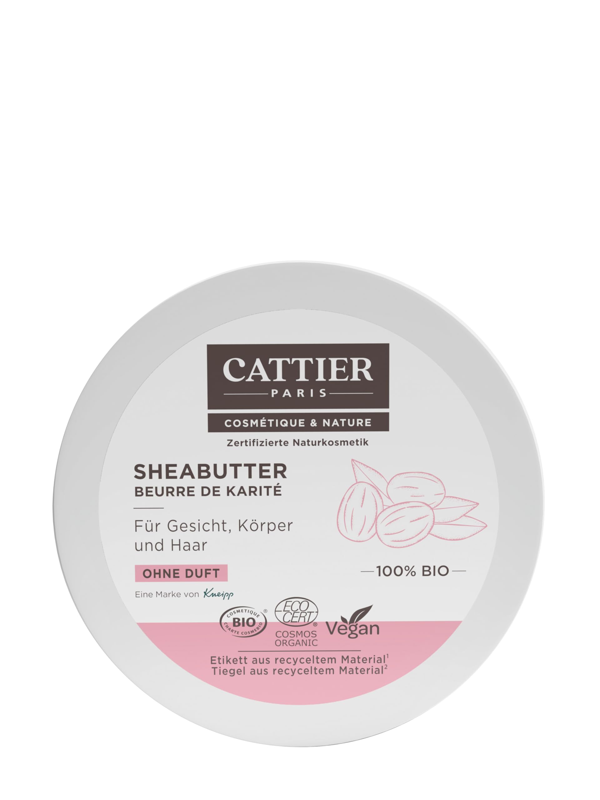 CATTIER Paris Shea Butter 100% Organic - Unscented - Certified Natural Cosmetics - 100 g — image 1