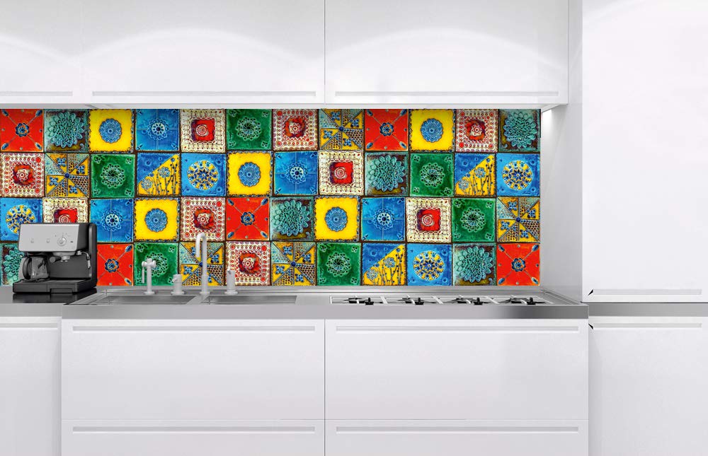 DIMEX LINE Self-Adhesive Kitchen Backsplash Film Lisbon Tiles | Adhesive Foil - Decorative Foil - Splash Guard for Kitchen | Made in EU - 180.01 cm × 60.00 cm