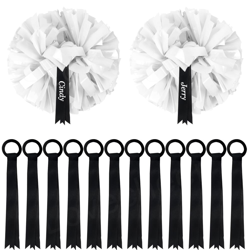 Photo 1 of Lovecheer 24 Pcs Cheerleading Pom Poms Tags Cheer Team Gifts Name Tag for Backpack Cheerleader Personalized Travel Suitcases Labels?Black?
