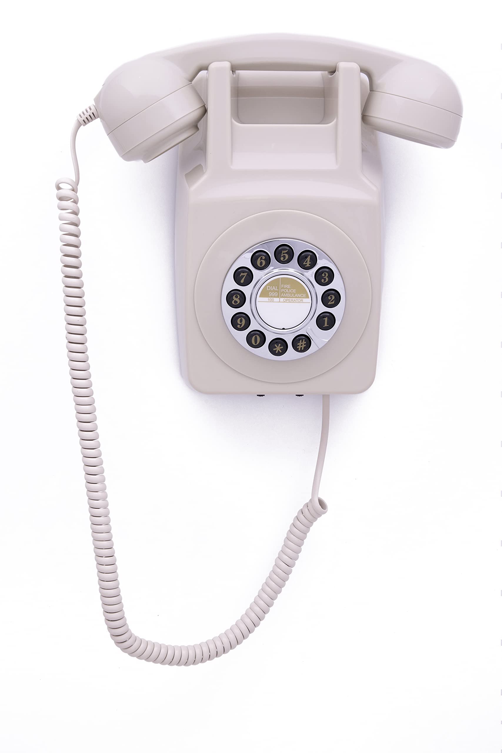 GPO 746WALL Retro Festznetztelefon mit Drucktasten zur Wandmontage mit authentischer Klingelton, Creme 3