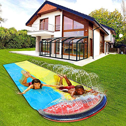 Tobogán Acuático Doble para Niños, con Sistema de rociadores y