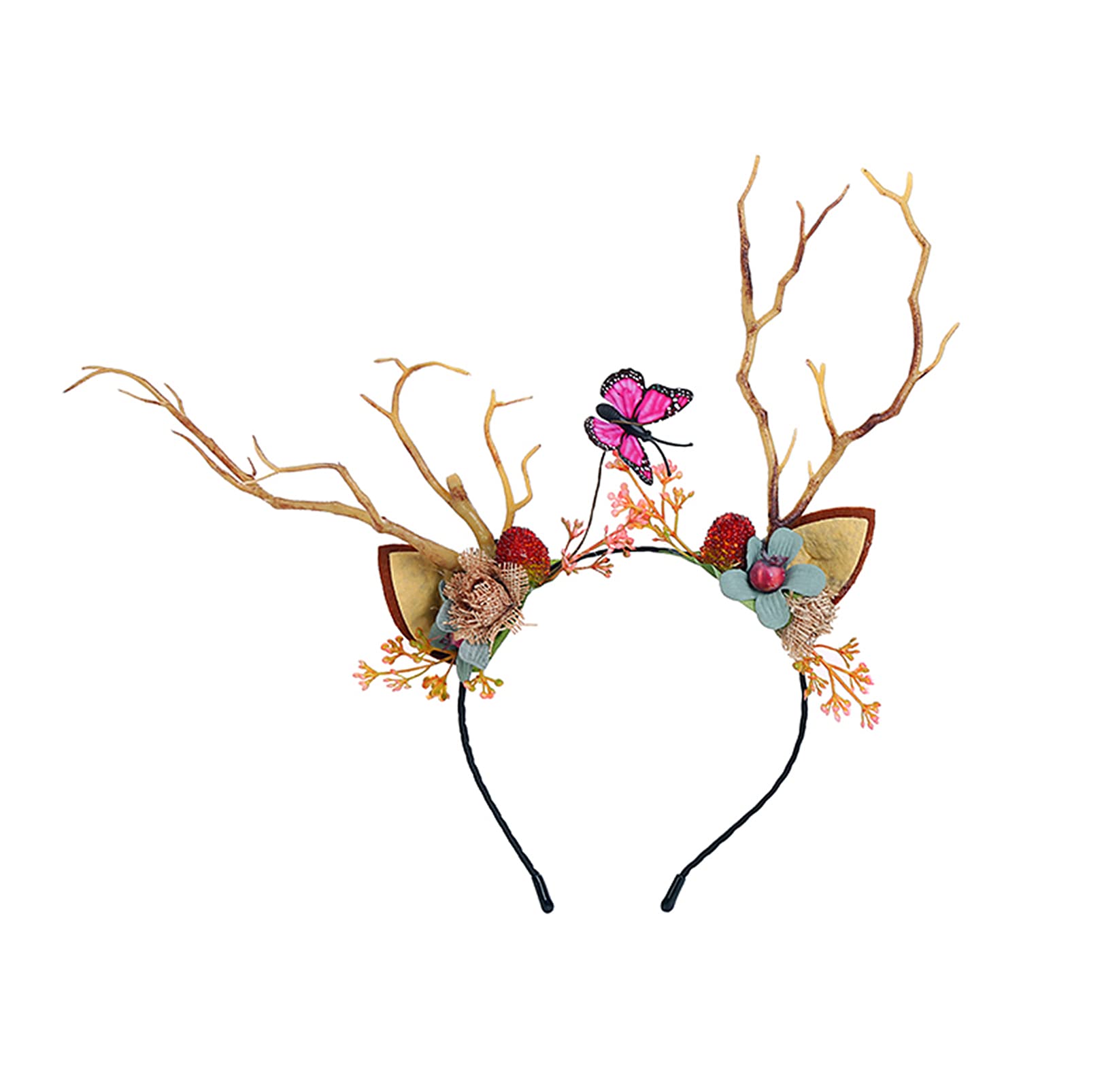 Brikuinr Deer Hairband Cat Ear Headband Hair Hoop Deer Headband Cat Ear Hairband Flower Headband for Cosplay Costume Party