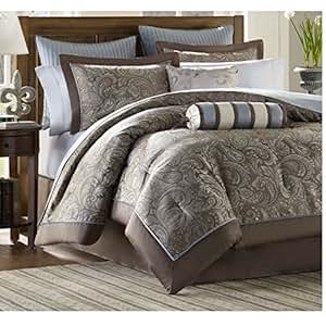 Amazon.com: Luxury Blue Brown Paisley Bedding Comforter