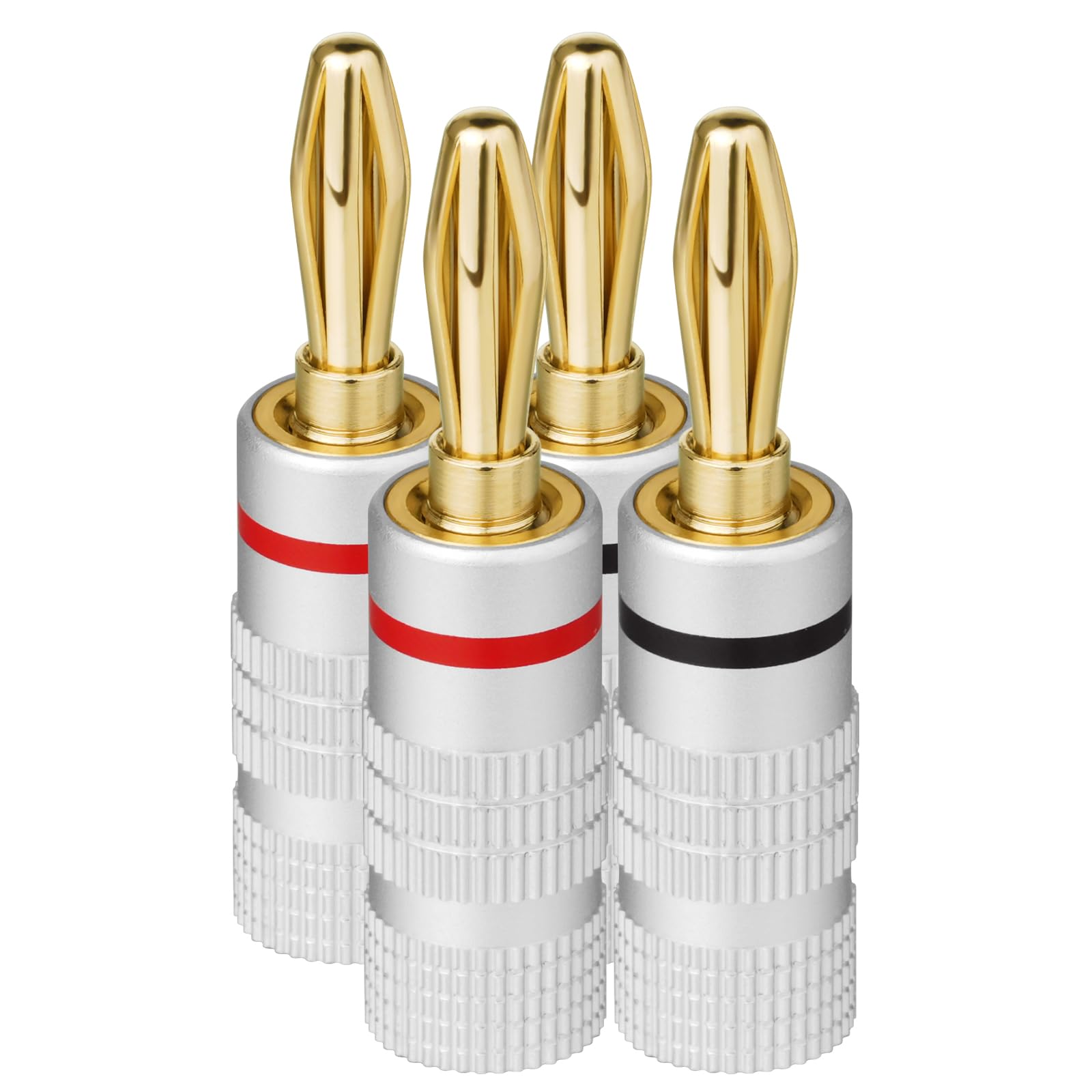 Aolso Banana Cable Plugs, 4PCS 24k Gold Plated 4.5mm Speaker Banana Plugs, Audio Jack Connector Speaker Cable Connector for Amplifier, HiFi, Receiver,Home Theatre, Audio Wire Cable Screw Connector
