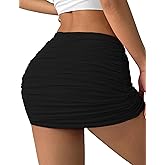 Avidlove Women Skirt Ruched Bodycon Double Layer Club Casual Mini Skirt