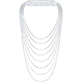 Jojomina Layered Rhinestone Backdrop Necklace for Women 8 Strand Crystal Choker and Back Chain Necklace Bridal Jewelry for Wedding Prom Party