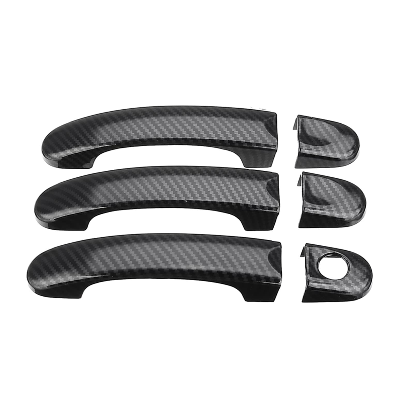 Viviance 6pcs Set ABS Carbon 3 Door Handle Covers Handles Compatible with VW Transporter T5 T6 Caddy Compatible with Vans