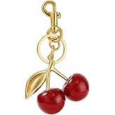AZHEPU Cherry Keychains Bags Charms Purse for Women Girls, Metal Ring with Cherry for Home Car Keys Handbags