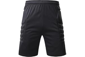 WEANGCW8238JIAN Boys Padded Soccer Goalie Short Sweat-Wicking Protective Goalkeeper Shorts with Adjustable Waist