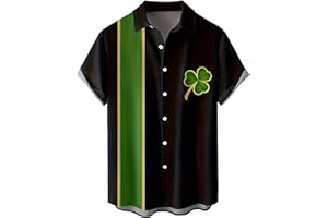 USCHARM Hawaiian Shirt for Men St Patricks Day Lucky Shamrock Aloha Tee Tops Casual Button Down Short Sleeve Tropical Shirts