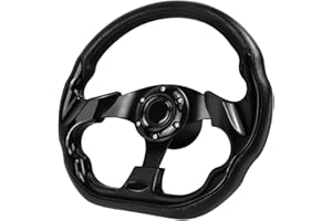 LOSCHEN Boat Steering Wheel Polyurethane Leather with 3/4" Axle Marine Steering Wheel Adapter for Marine Boats,Vessels,Yachts,Pontoons Boat-Black