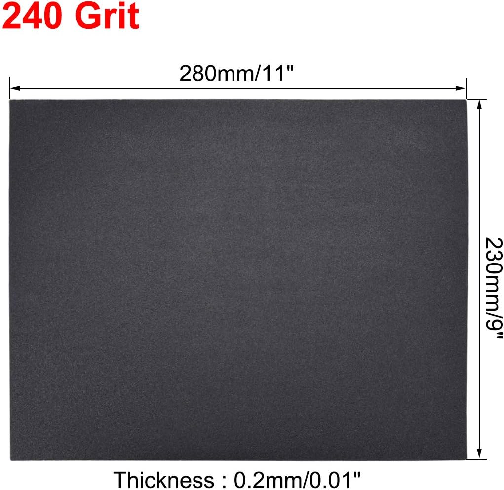 sourcing map 240 Grits Sanding Sheets 9-inch x 11-inch Wet Dry Silicon Carbide Sandpaper for Wood Furniture Metal Polishing 5pcs - Image 4