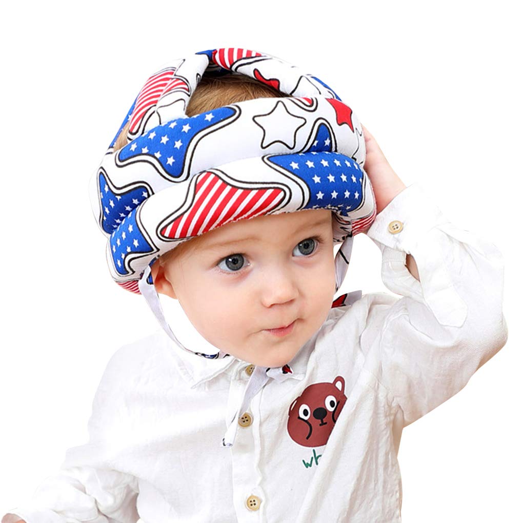 Baby Infant Safety Helmet Head Protective Hat,Adjustable Head Cushion Bumper Bonnet Anti-Crash Cap, Head Protector Breathable Headguard for Toddlers Baby-Boys Girls Learn to Walk White