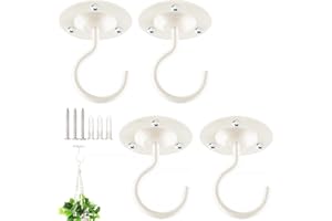 BOLITE Ceiling Hooks for Hanging Plants, Wall Mount Metal Hangers for Bird Feeders, Plants, Lanterns, String Lights, Wind Chimes, Indoor and Outdoor Decorations, Retro White, 4 Pack