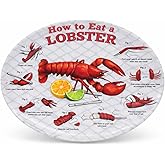 4 Lobster Plates OVAL Plastic How To EAT LOBSTER Diagram