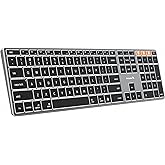 ProtoArc Backlit Wireless Keyboard for Mac, K110-A Aluminum Full Size Ultra Slim Bluetooth Keyboard, Multi-Device, Low Profile, Fluid Quiet Typing, Rechargeable, for MacBook Pro/Air, iPad - Space Gray