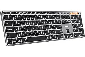 ProtoArc Backlit Wireless Keyboard for Mac, K110-A Aluminum Full Size Bluetooth Keyboard, Multi-Device, Low Profile, Fluid Qu