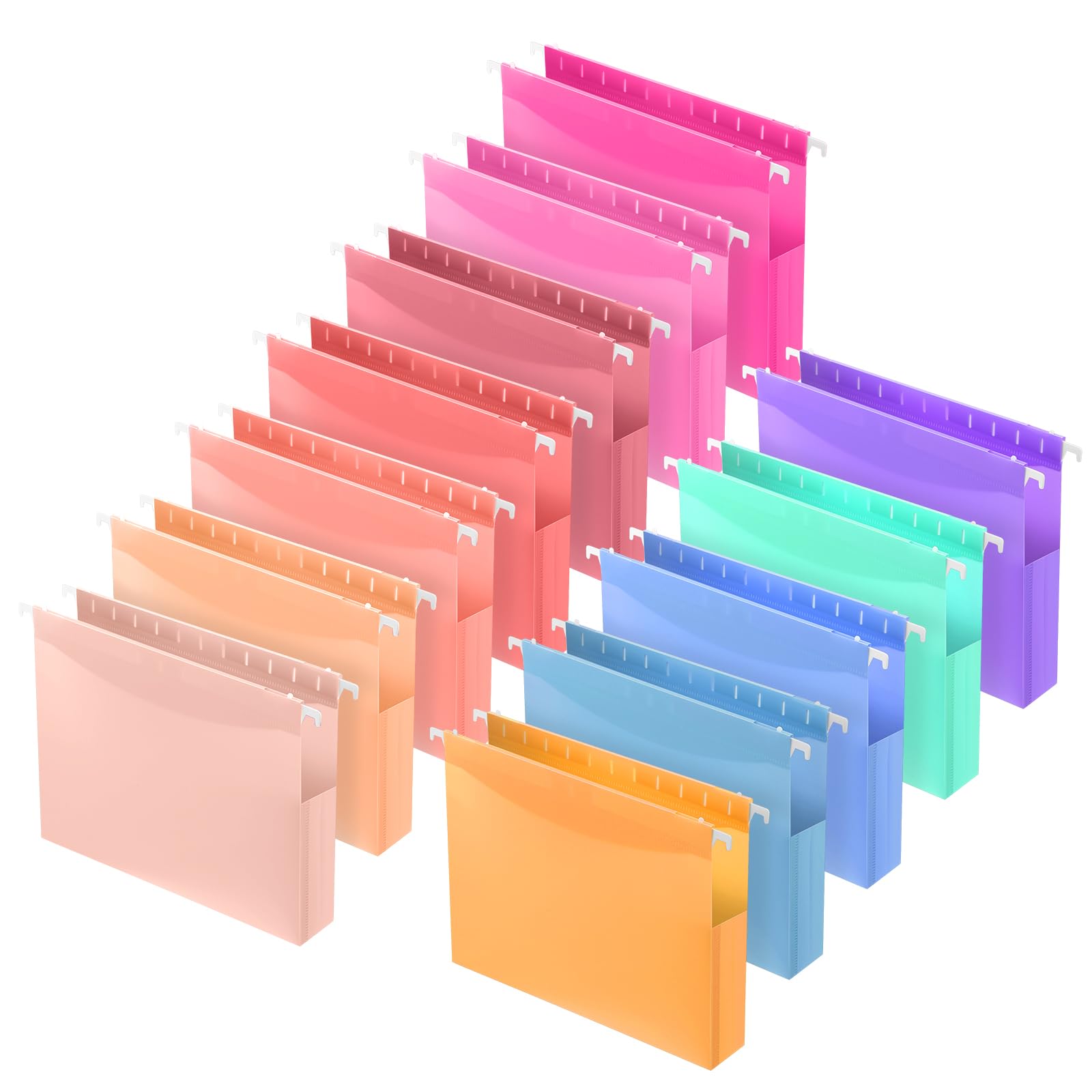 Photo 1 of 12 Pcs Plastic Hanging File Folders Letter Size, Extra Capacity Expandable 2 Inch Heavy Duty Reinforced for Home Office Filing Cabinet Organizer, 12 Colors