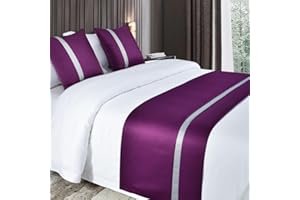 ROTAPUZ Bed Runners for Queen Size Bed, Bed Scarf for King Size Bed, Bedroom Home Hotel Decor-Purple||2Pillowcases(50X50cm)
