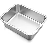 P&P CHEF Lasagna Pan, Rectangular Cake Pan Roaster Pasta Baking Cookie Sheet Pans Stainless Steel, Heavy Duty & Durable, Oven & Dishwasher Safe, 10.7" L x 3.2" H