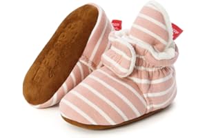 Babelvit Newborn Baby Boy Girl Soft Fleece Booties Stay On Infant Slippers Socks Shoe Non Skid Gripper Toddler First Walkers Winter Ankle Crib Shoes