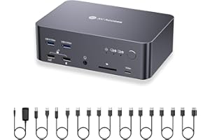 AV Access 8K Docking Station KVM Switch 3 Monitors 2 Computers with Hotkey Switch, 1G Ethernet, DisplayPort 2.0, USB 3.0, HDC