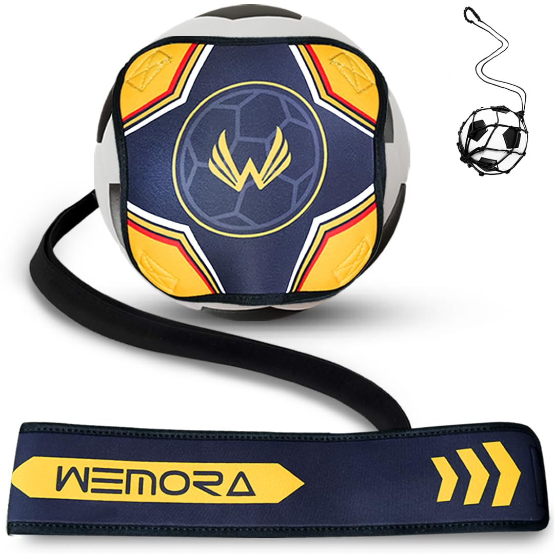Photo 1 of WEMORA Solo Soccer Volleyball Rugby Football Trainer Belt for Kick Throw Practice Training for Kids Youth and Adults with Hands Free Adjustable Waist Strap Fits Ball Size 3 4 5