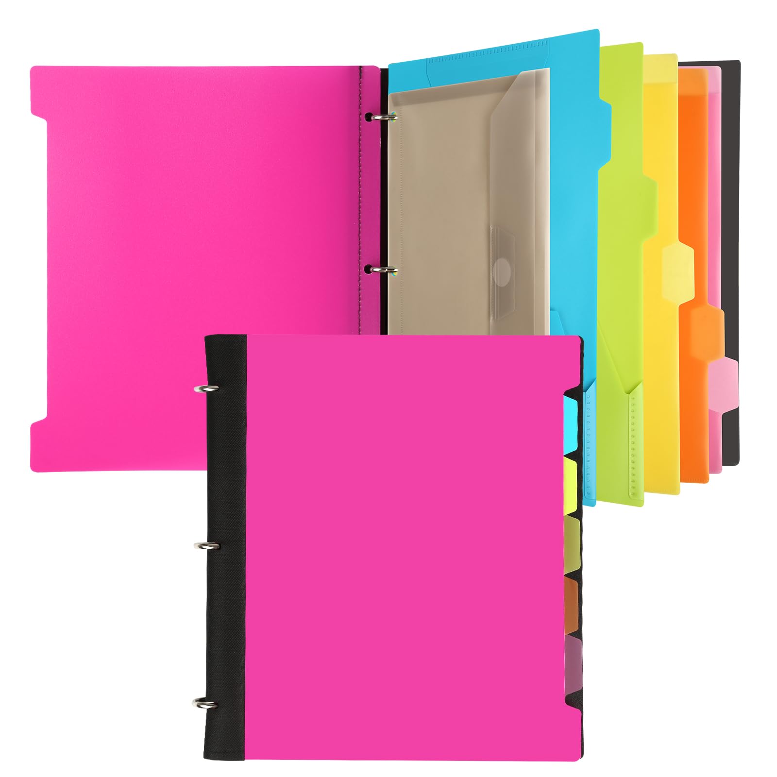 Photo 1 of Tashkummy Pivotable Refillable Notebook, 3 Ring Binder Notebooks 1 Inch, Notebook with Dividers and Pockets, Folder Notebook, Flexible Binder, Soft Binders 3 Ring, Foldable Binder- Pink