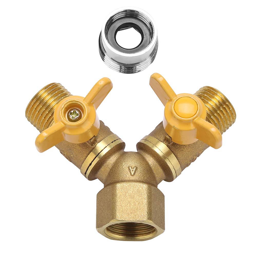 Fdit G1 / 2 Garden Watering Brass 2 Way Double Tap Hose Adaptor Double Tap Connection Multiway Packaging socialme-eu