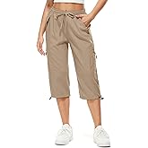 Women's Cargo Capris Pants Casual Hiking Pants Lightweight Quick Dry Travel Summer Pants for Women