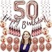 50th Birthday Decorations for Women Her Supplies Rose Gold Favors Party Decor Kit