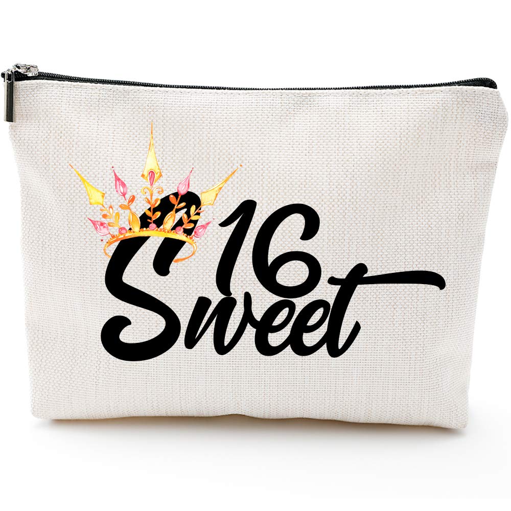 16th Birthday Gifts for Girls, Sweet 16th birthday for Daughter Bestie BFF, Fun Makeup Bag Gifts