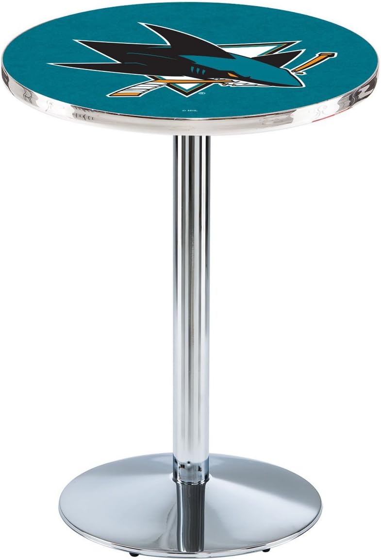 Holland Bar Stool Co. San Jose Sharks Pub Table in Chrome Finish (28 in. Dia. x 36 in. H)