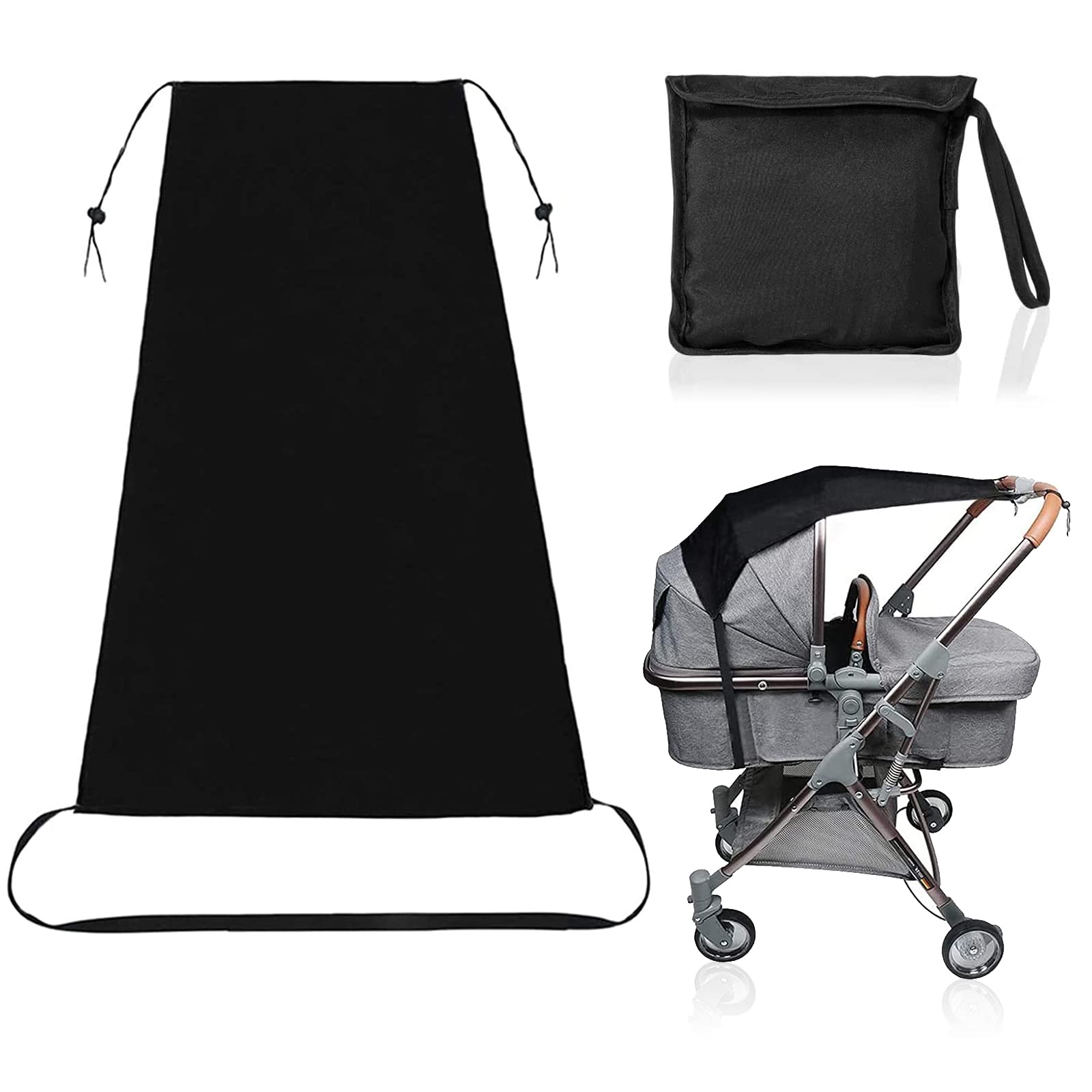 ICOUVA Baby Stroller Sun Cover,Universal Baby Stroller Sun Shade Canopy Buggy and Carrycot Stroller Sun Sail with UV Protection (Black)