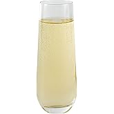 Restaurantware-Vetri 10 Ounce Champagne Glasses, 24 Dishwashable Stemless Glasses - No Lead, Durable, Clear Glass Champagne Flutes, For Birthday Parties, Weddings, And More, Serve Mimosa, Prosecco