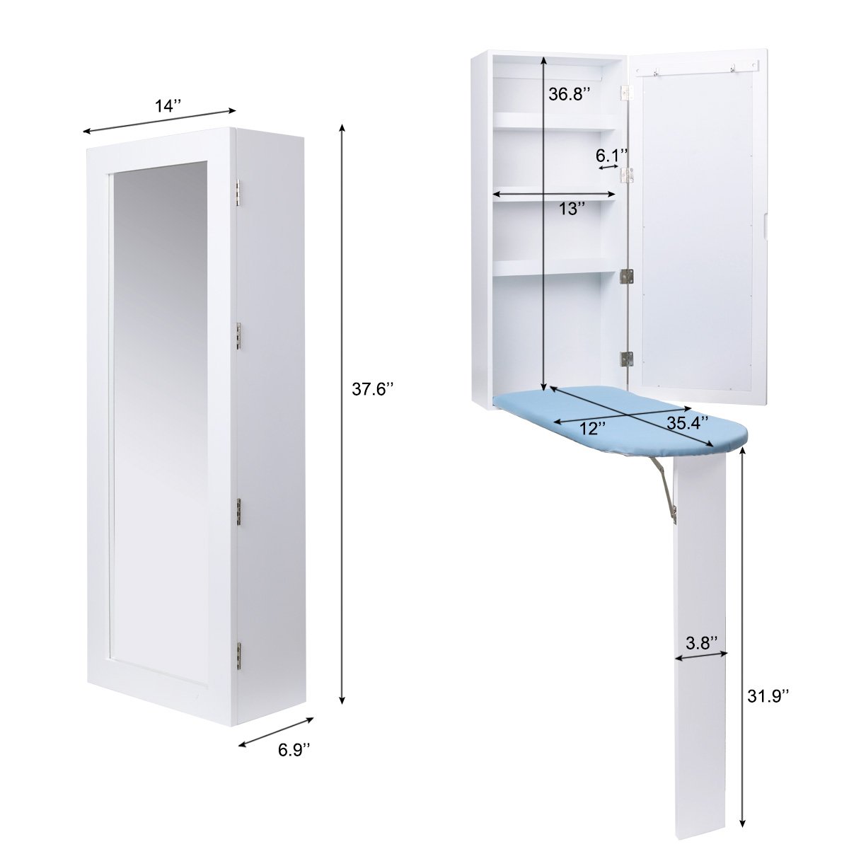 Ironing Board MultiFunction with Dressing Mirror/Makeup Mirror