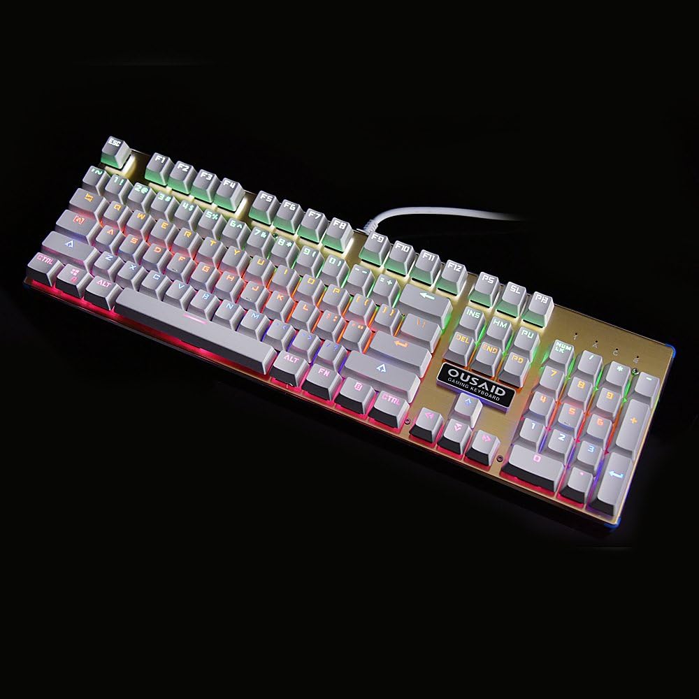 RGB Backlit Wired Aluminum Mechanical Gaming Keyboard with KAILH Blue Switches