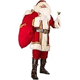Watato Santa Suit Adults Men Santa Claus Costume 10Pcs Deluxe Professional Velvet Adult Christmas Outfit Holiday Cosplay Set
